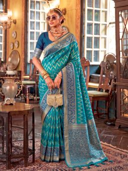Sutriti - Teal Blue Banarasi Silk Saree For WomenPremium Wedding and Festive Ethnic Wear