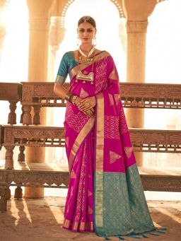 Sutriti - Rani Pink Soft Silk Saree Woven Zari Border Ethnic Party Wear For Women