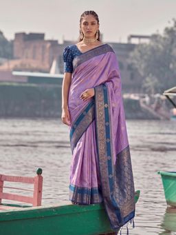 Sutriti - Elegant Purple Banarasi Silk Saree for Women Festive Wedding Party Wear