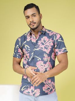 RIGO - Men Blue Cotton Printed Shirt