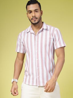 RIGO - Men Light Pink Stripes Shirt