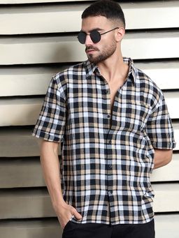 High Star - Men Standard Tartan Checks Opaque Checked Casual Shirt