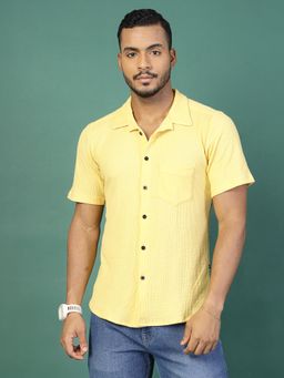 RIGO - Men Yellow Waffle Knit Shirt