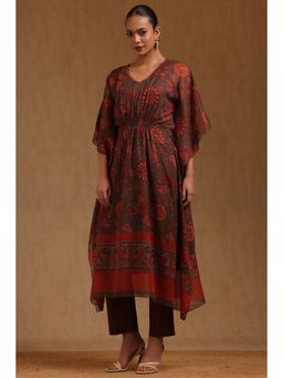 Soch - Brown Floral V-Neck Kaftan Inner Slip with Pant