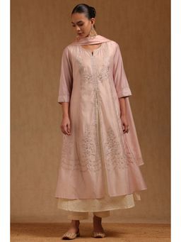 Soch - Pink Floral Round Neck Kurta Pant With Dupatta