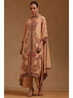Soch - Peach Paisley Round Neck Kurta Palazzo With Dupatta