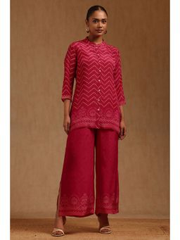 Soch - Pink Printed Mandarin Neck Kurti with Palazzo