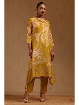 Soch - Olive Printed Mandarin Neck Kurta with Pant