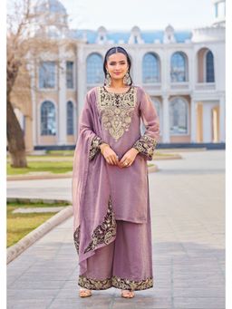 Autumnlane - Lavender Embellished/Sequined Round Neck Kurta Pant With Dupatta