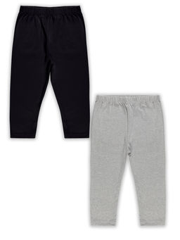 KiddoPanti - Girls Black & Grey Solid Capris (Pack of 2)