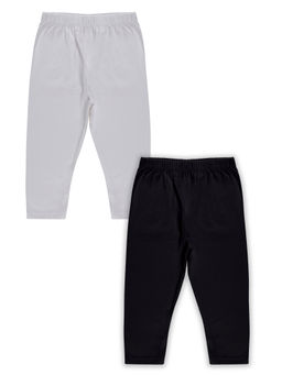 KiddoPanti - Girls Black & White Solid Capris (Pack of 2)
