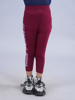 KiddoPanti - Girls Maroon Printed Capri