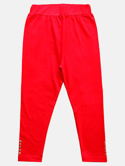 KiddoPanti - Girls Red Solid Capri