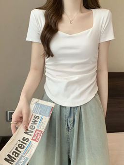 Outzidr - Street White Sweetheart Neck Fitted Top