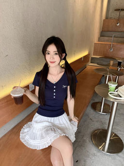 Outzidr - Street Navy Blue V Neck Button Relaxed Top