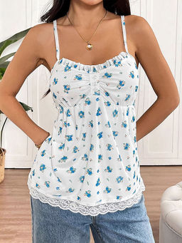 Outzidr - Multi Strappy Printed Vaca Top