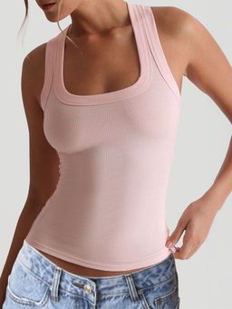 Outzidr - Street Pink Solid Halter Tank Top