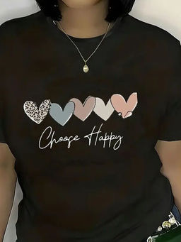 Outzidr - Street Black Chest Print Graphic T-Shirt