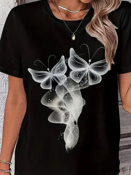 Outzidr - Street Black Chest Print Graphic T-Shirt