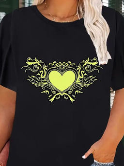 Outzidr - Street Black Chest Print Graphic T-Shirt