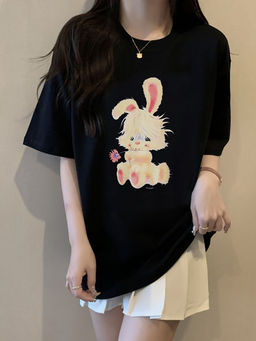 Outzidr - Street Black Chest Print Graphic T-Shirt