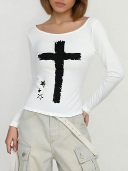 Outzidr - Street White Full Sleeves Slim Fitted T-Shirt