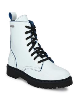 Delize - Womens White Derby Boots