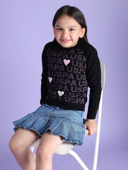 U.S. POLO ASSN. - Girls Flip Sequence Sweatshirt Black