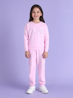 U.S. POLO ASSN. - Girls Brand Print Sweatshirt Pink