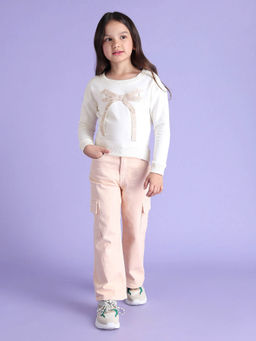 U.S. POLO ASSN. - Girls Brand Taped Bow Sweatshirt Off White