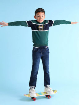 U.S. POLO ASSN. - Boys Striped Hooded Hoodie Green