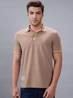 Giordano - Men Brown Cotton Solid Polo T-Shirt