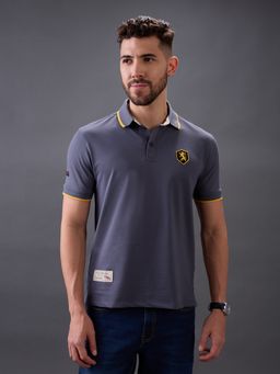 Giordano - Men Grey Slim Fit Solid Polo T-Shirt