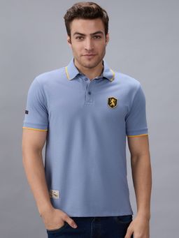 Giordano - Men Blue Slim Fit Solid Polo T-Shirt
