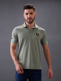 Giordano - Men Olive Slim Fit Solid Polo T-Shirt