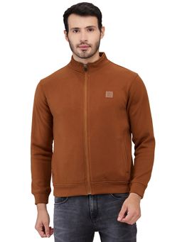 Park Avenue - Dark Brown Slim Fit Pattern Solid Full Sleeve Sweatshirt