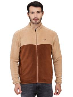 Park Avenue - Medium Fawn Slim Fit Textured Full Sleeve Sweatshirt