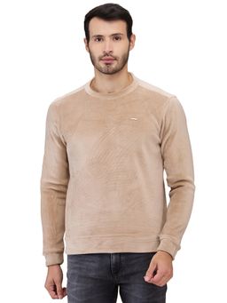 Park Avenue - Medium Fawn Slim Fit Textured Full Sleeve Sweatshirt