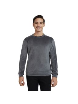 Park Avenue - Dark Grey Slim Fit Textured Full Sleeve Sweatshirt