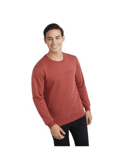 Park Avenue - Dark Red Slim Fit Pattern Solid Full Sleeve Sweatshirt