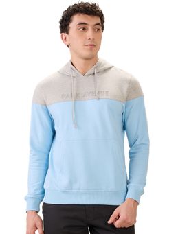 Park Avenue - Blue Slim Fit Pattern Cut and Sew Full Sleeve Hoodies
