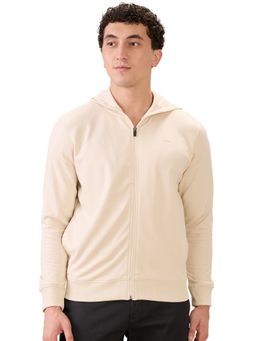 Park Avenue - Light Fawn Slim Fit Pattern Solid Full Sleeve Hoodies