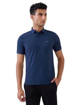 Park Avenue - Men Dark Blue Slim Fit Solid Half Sleeve Polo T-Shirt