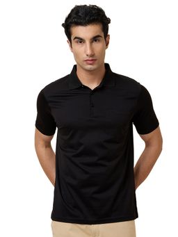 Park Avenue - Men Black Slim Fit Solid Half Sleeve Polo T-Shirt