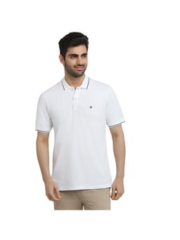 Raymond - Men White Solid Half Sleeve Polo T-Shirt