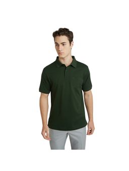 Raymond - Men Dark Green Solid Half Sleeve Polo T-Shirt