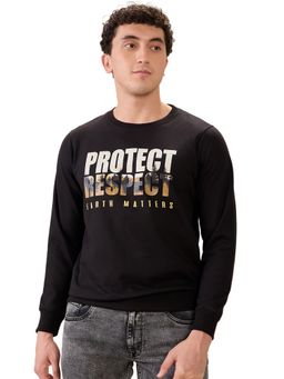 Parx - Black Regular Fit Pattern Graphic Print Full Sleeve Sweatshirt