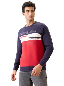 Parx - Dark Blue Regular Fit Printed Full Sleeve Sweatshirt