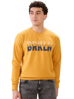 Parx - Yellow Regular Fit Printed Full Sleeve Sweatshirt
