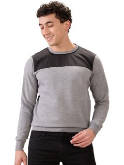 Parx - Light Grey Regular Fit Pattern Cut and Sew Full Sleeve Sweatshirt